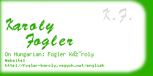 karoly fogler business card